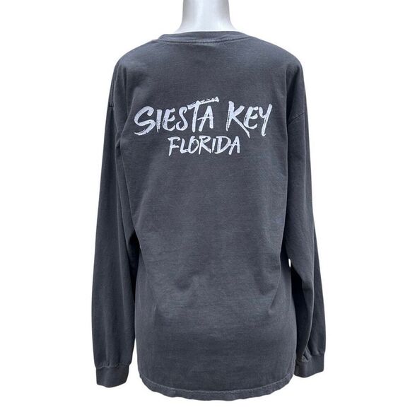 Siesta Key Top Long Sleeve Gray Shirt Large Unisex Comfort Colors Heavyweight - Picture 7 of 12